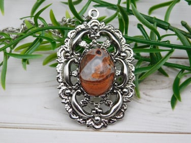 BRECCIATED JASPER PENDANT NECKLACE ROCK STONE LAPIDARY SPECIMEN