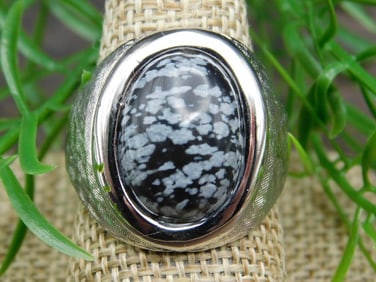 SNOWFLAKE OBSIDIAN RING ROCK STONE LAPIDARY SPECIMEN