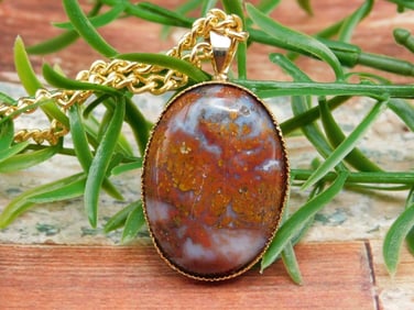 FANCY INDIA JASPER PENDANT NECKLACE ROCK STONE LAPIDARY SPECIMEN