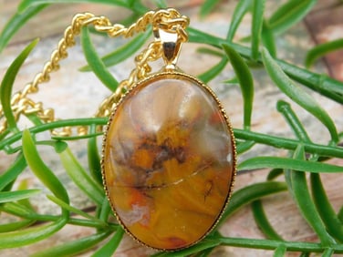 FANCY INDIA JASPER PENDANT NECKLACE ROCK STONE LAPIDARY SPECIMEN