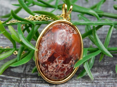 BRECCIATED JASPER PENDANT NECKLACE ROCK STONE LAPIDARY SPECIMEN