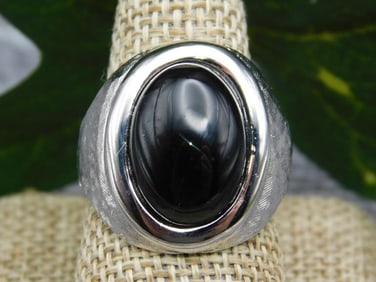 OBSIDIAN RING ROCK STONE LAPIDARY SPECIMEN
