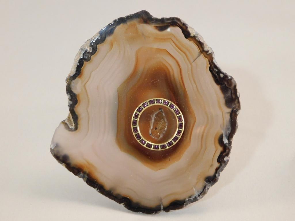 AGATE SLICE METAL CUFF BRACELET: AGATE SLICE METAL CUFF BRACELET