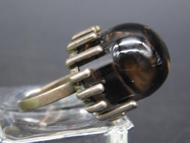 MID CENTURY SMOKY QUARTZ RING SIZE 5 VINTAGE ANTIQUE