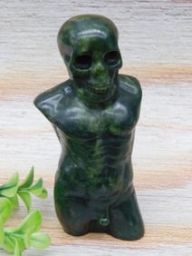 STONE MALE BODY FORM WITH SKULL ROCK STONE LAPIDARY SPECIMEN