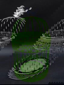 GREEN BIRD CAGE DECOR