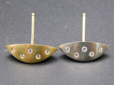 GOLD AND DIAMOND EARRINGS HANDMADE VINTAGE ANTIQUE