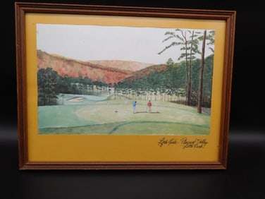 FRAMED BRUCE HENDERSON ARTWORK 13X17 FIFTH HOLE PLEASANT VALLEY LITTLE ROCK VINTAGE ANTIQUE