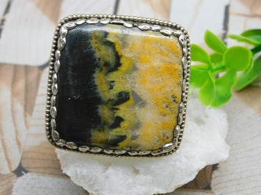 BUMBLEBEE JASPER ADJUSTABLE RING ROCK STONE LAPIDARY SPECIMEN