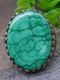 MALACHITE ADJUSTABLE RING ROCK STONE LAPIDARY SPECIMEN
