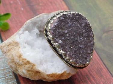 AMETHYST ADJUSTABLE RING ROCK STONE LAPIDARY SPECIMEN
