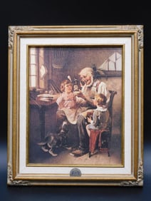 FRAMED NORMAL ROCKWELL THE TOY MAKER PRINT WITH COA VINTAGE ANTIQUE