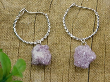 LEPIDOLITE EARRINGS ROCK STONE LAPIDARY SPECIMEN