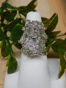 SILVER TONE RING ROCK STONE LAPIDARY SPECIMEN