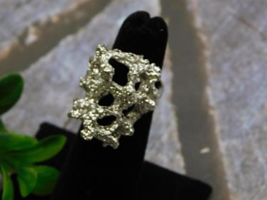 SILVER TONE RING ROCK STONE LAPIDARY SPECIMEN