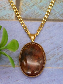 GENUINE STONE PENDANT ON CHAIN NECKLACE ROCK STONE LAPIDARY SPECIMEN