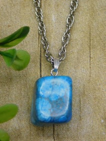 GENUINE STONE PENDANT ON CHAIN NECKLACE ROCK STONE LAPIDARY SPECIMEN