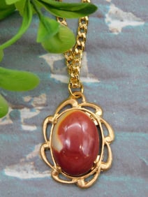GENUINE STONE PENDANT ON CHAIN NECKLACE