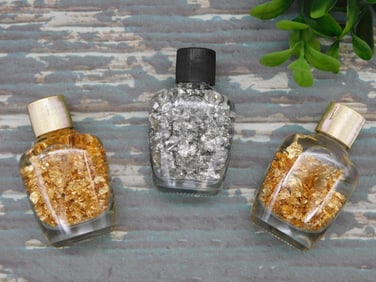 GOLD AND SILVER FLAKES IN BOTTLES ROCK STONE LAPIDARY SPECIMEN