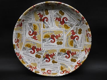 SOL CERVEZA IMPORTED BEER SERVING TIN PLATTER VINTAGE ANTIQUE