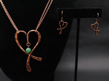 ABSTRACT HEART COSTUME JEWELRY VINTAGE ANTIQUE