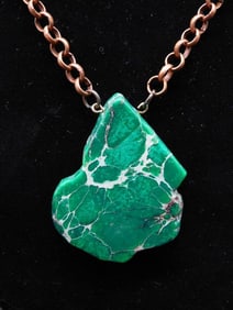 GENUINE STONE PENDANT ON CHAIN NECKLACE ROCK STONE LAPIDARY SPECIMEN