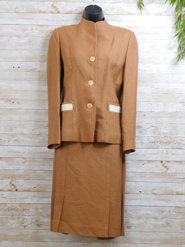 HERMES PARIS BROWN SUIT SIZE 38 VINTAGE CLOTHING: HERMES PARIS BROWN SUIT SIZE 38 VINTAGE CLOTHING