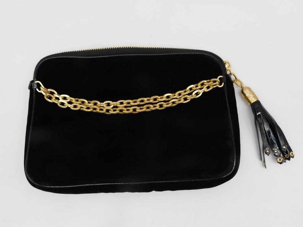 COLE HAAN BLACK CLUTCH WITH CHAIN VINTAGE ACCESSORY (1 of 3)