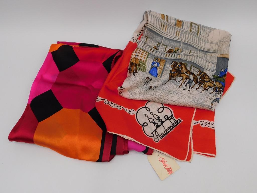 AUXCHANDELLES AND SAKS FIFTH AVENUE MIXED SCARVED VINTAGE CLOTHING: AUXCHANDELLES AND SAKS FIFTH AVENUE MIXED SCARVED VINTAGE CLOTHING