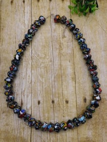 BLACK CANDY GLASS BEADS ROCK STONE LAPIDARY SPECIMEN