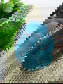 CHRYSOCOLLA RING WITH INTRICATE TOOLING ROCK STONE LAPIDARY SPECIMEN