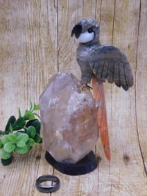 STONE BIRD AND RING ROCK STONE LAPIDARY SPECIMEN