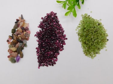 TOURMALINE GARNET AND PERIDOT GEMSTONES ROCK STONE LAPIDARY SPECIMEN