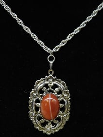 GENUINE STONE PENDANT ON CHAIN NECKLACE ROCK STONE LAPIDARY SPECIMEN