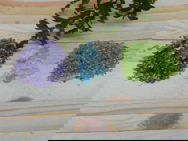 PERIDOT AQUAMARINE AND AMETHYST ROCK STONE LAPIDARY SPECIMEN