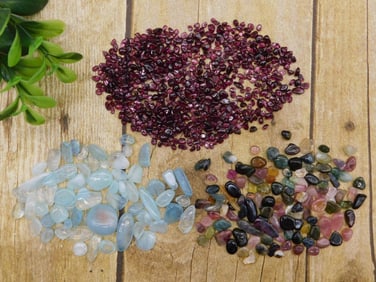 TOURMALINE AQUAMARINE GARNET ROCK STONE LAPIDARY SPECIMEN