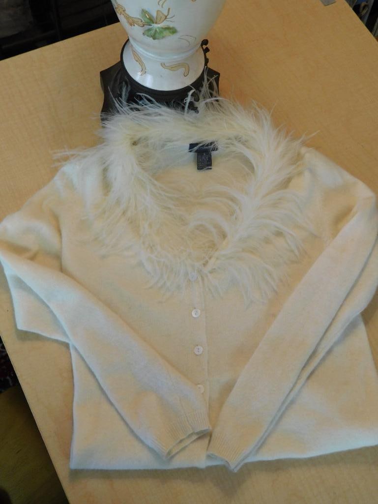 MENDOCINO CARDIGAN WITH FUR TRIM VINTAGE CLOTHING: MENDOCINO CARDIGAN WITH FUR TRIM VINTAGE CLOTHING