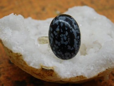SNOWFLAKE OBSIDIAN RING SIZE 6.5 ROCK STONE LAPIDARY SPECIMEN