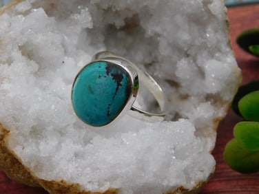 STERLING SILVER TURQUOISE RING SIZE 10.5 ROCK STONE LAPIDARY SPECIMEN
