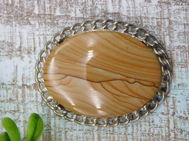 JASPER BROOCH ROCK STONE LAPIDARY SPECIMEN