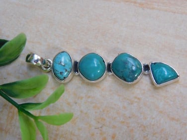 STERLING SILVER TURQUOISE PENDANT ROCK STONE LAPIDARY SPECIMEN