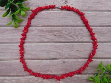 RED CORAL NECKLACE ROCK STONE LAPIDARY SPECIMEN