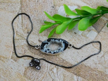 GEODE SLICE ADJUSTABLE BRACELET ROCK STONE LAPIDARY SPECIMEN