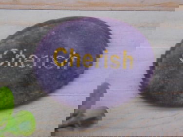 CHERISH AMETHYST WORD STONE ROCK STONE LAPIDARY SPECIMEN