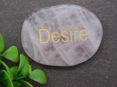 DESIRE ROSE QUARTZ WORD STONE ROCK STONE LAPIDARY SPECIMEN