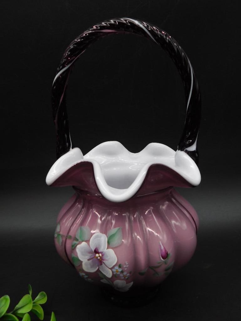 Connoisseur Collection Hand-Painted Glass Basket: Connoisseur Collection Hand-Painted Glass Basket