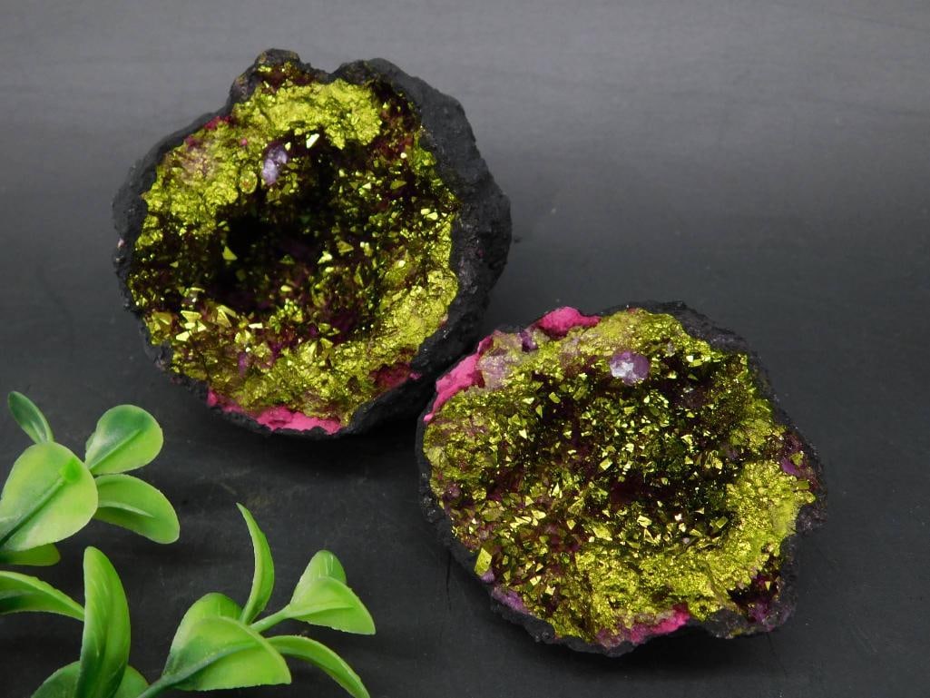 Pair of Green and Pink Geodes: Pair of Green and Pink Geodes