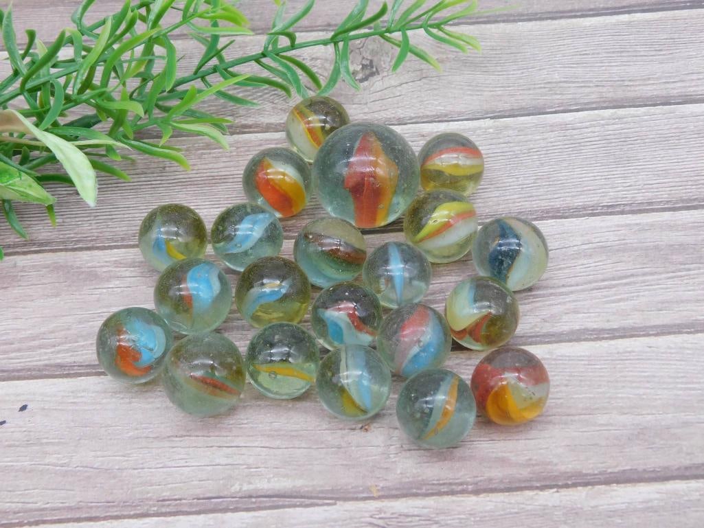 Vintage Assorted Glass Marbles with Multicolor Swirls: Vintage Assorted Glass Marbles with Multicolor Swirls