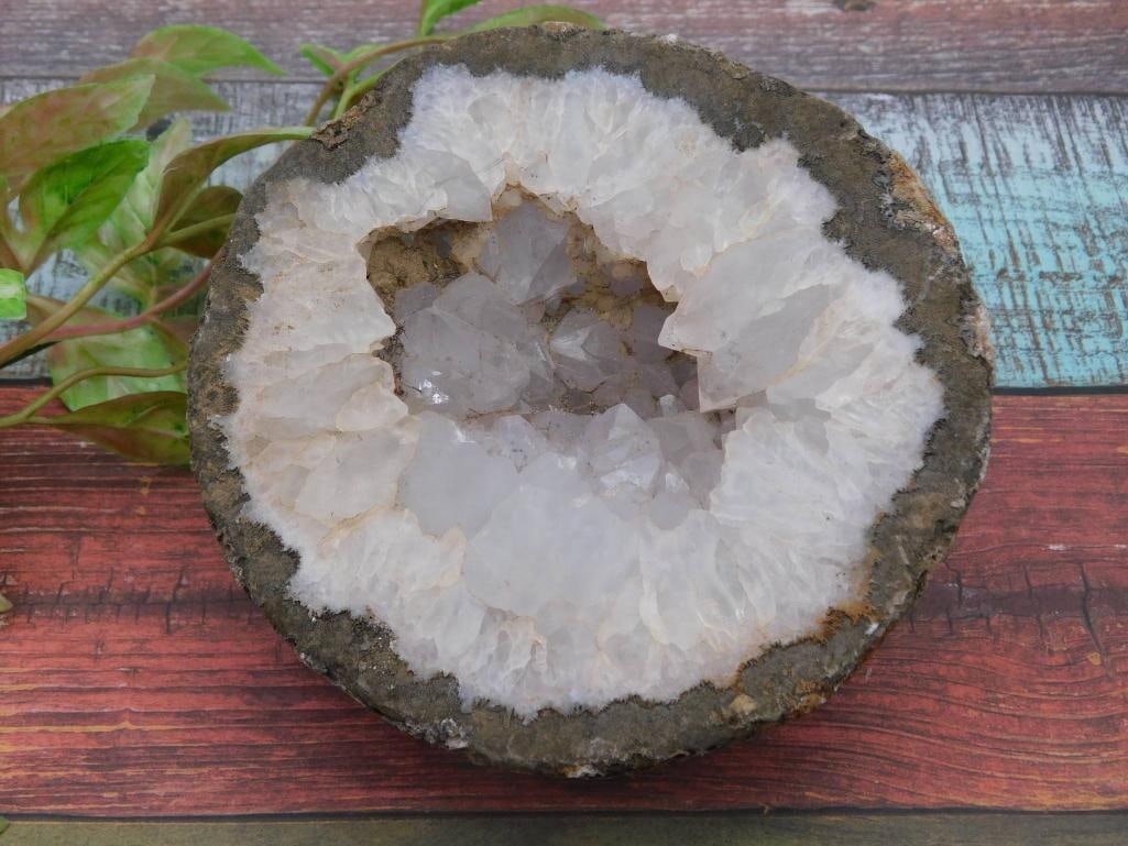 Natural Quartz Crystal Geode Half - 1 lb 10 grams (1 of 4)