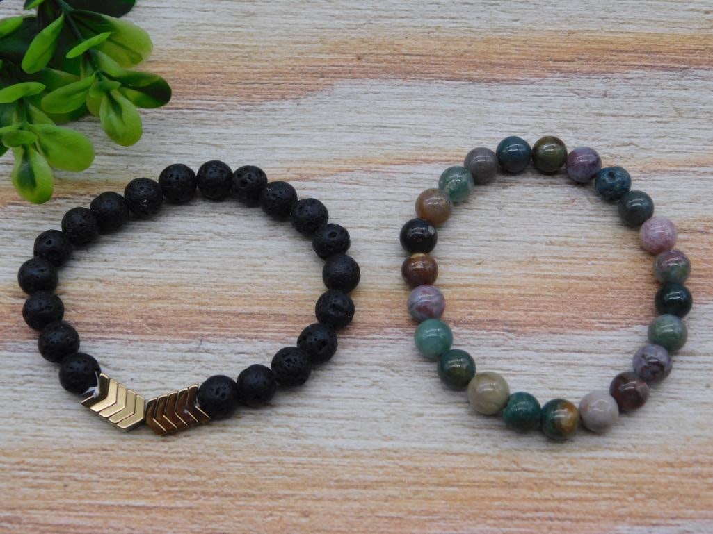 GENUINE STONE BEADED BRACELETS ROCK STONE LAPIDARY SPECIMEN (1 of 2)